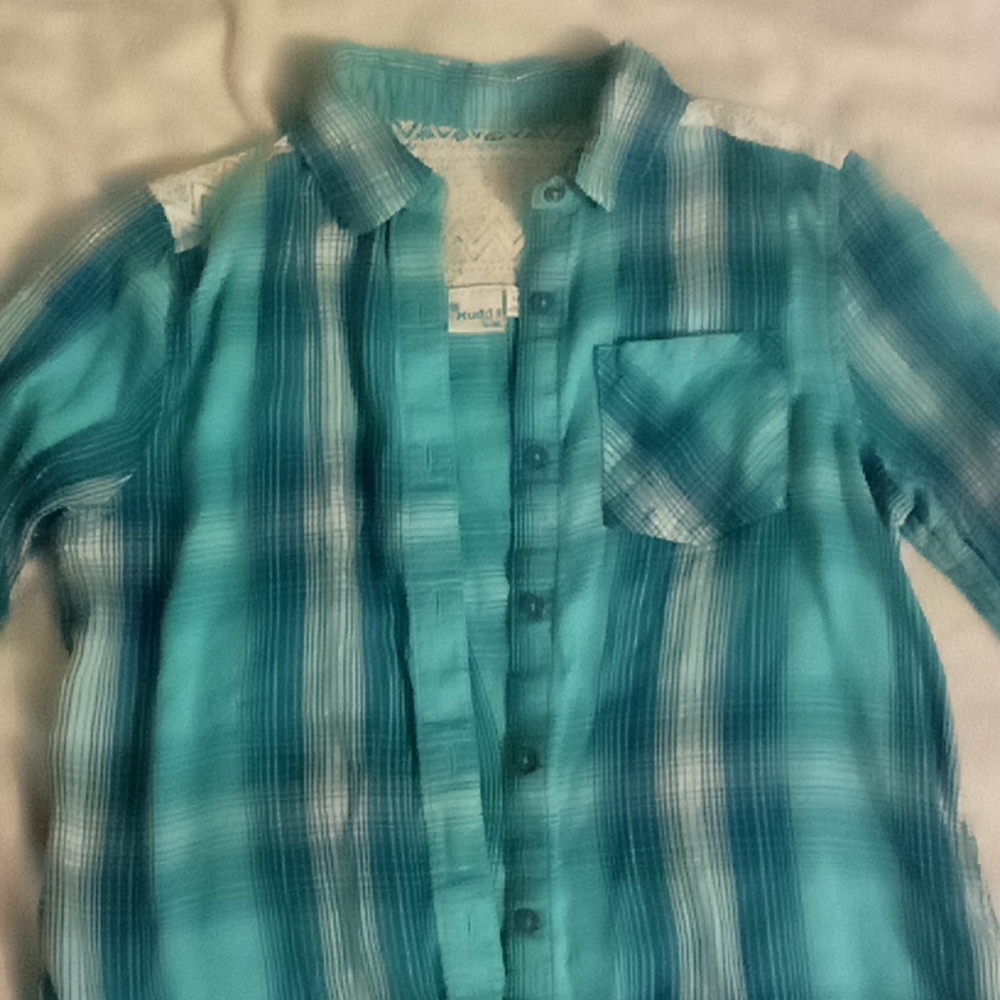 Teal flannel shirt Mudd girl's size 14